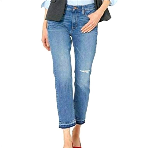 J.Crew Mercantile Slim Boyfriend Relaxed Ankle Raw Hem Cropped Denim Jeans 25 - Picture 1 of 13